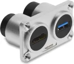 Delock 91168 dvigubas skydelio lizdas USB 5 Gbps Type-A moteri&scaron;kas + HDMI moteri&scaron;kas 4K sidabrinis