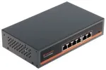 NO NAME APTI-POE0402-60W-V2 4 prievadų PoE perjungiklis su 2 auk&scaron;tyn nukreiptais prievadais, 60W biudžetas, IEEE 802.3af/at, metalinis korpusas