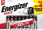 Energizer Max AA &scaron;arminės baterijos, 1,5 V, 8 vienetų paketas (4+4)