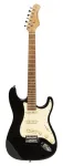 Stagg SES-55 BLK elektrinė gitara - vientisas alksnio korpusas, klevo kaklas, SSS garso imtuvai, juoda