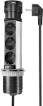 SYGONIX SY-4997104 Power Strip Tower, 6 AC lizdai, 2 USB-A prievadai, 1,5 m kabelis, juoda/sidabrinė