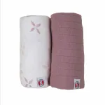 Lodger Swadler Solid Matcha medvilninis vystyklas, Powder Rose, 110x110 cm, 2 vnt.