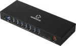 Renkforce RF-7403762 USB &scaron;akotuvas 10 prievadų USB-A, USB-C&reg; USB 3.2 Gen1 5 GBit/s pramoninėms reikmėms, juodas RF-IH10-100