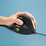 R-Go HE Break ergonominė vertikali pelė su pertraukų programine įranga, didelė (rankos dydis &ge; 185 mm), kairiarankiams, laidinė, juoda