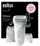 Epiliatorius BRAUN Silk-&eacute;pil 7 7-041 &ndash; belaidis &scaron;lapiam ir sausam naudojimui su MicroGrip, masažo funkcija, skustuvu ir bikini trimmeriu, pilka/balta