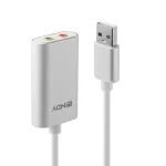 Garso keitiklis Lindy USB Type A į garso i&scaron;vestį, sidabrinis/baltas, 25 g