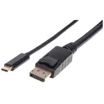 Manhattan USB-C į DisplayPort laidas, 4K@60Hz, 2m, Ki&scaron;tukas-Ki&scaron;tukas, Juodas, Ne dvikryptis, Trejų metų garantija