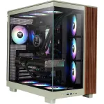 Korpusas Thermaltake View 380 XL WS ARGB, &scaron;viesiai žalias/medis, 2x grūdintas stiklas
