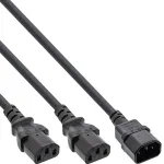 InLine maitinimo Y-laidas Vokietijos F tipas 1x IEC-C14 į 2x IEC-C13 5m