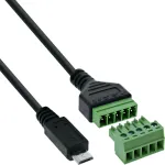 InLine 92504C laidas jungtis Micro USB / gnybtų blokas, 5 kontaktų, Juoda, Žalia