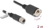 DeLOCK M12 X-koduotas 8 kontaktų ki&scaron;tukas į RJ45 lizdą Cat.6A 2 m juodas tinklo kabelis