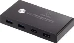 Renkforce RF-SHB-200 4 prievadų USB 3.0 jungiklis + &scaron;akotuvas juodas (RF-4474114)