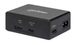 Manhattan Smart Video Multiport Dock, 5 prievadų: HDMI, USB-A (x2), USB-C (x2), su Power Delivery USB-C prievadu, integruotu maitinimo &scaron;altiniu, itin kompakti&scaron;kas, nuimamas maitinimo laidas, juodas, trejų metų garantija, mažmeninė dėžutė