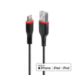 Lindy 1m sustiprintas USB Type A &ndash; Lightning laidas, 1 m, Lightning, USB A, vyri&scaron;kas, vyri&scaron;kas, juodas