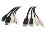 StarTech.com 1,8 m 4-in-1 USB DisplayPort KVM laidas su garsu ir mikrofonu