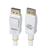 StarTech.com 1,8 m baltas VESA sertifikuotas DisplayPort 1.2 laidas, 4K 60Hz, 21,6 Gbps, su fiksavimo DP jungtimis, M/M