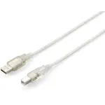 Equip USB kabelis - USB (M) į USB Type B (M) - USB 2.0 - 5,0 m - permatomas sidabrinis (128652)