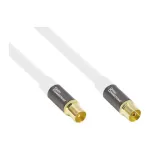 Anteninis kabelis SmartFLEX, IEC/Koax ki&scaron;tukas ir lizdas, auksuotas, keturgubai ekranuotas, ekranavimo efektyvumas 120 dB, baltas, 1,5 m, Good Connections&reg; (GC-M2042)