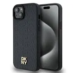 DKNY DKHMP15SPSHRPSK Hardcase, skirta iPhone 15/14/13 6,1 colio, juoda, odos ra&scaron;tas, metalinis logotipas, MagSafe