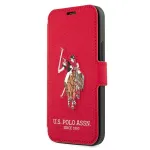 U.S. POLO ASSN. Polo Embroidery Collection Book Case, skirta iPhone 12/12 Pro 6,1 colio, raudona