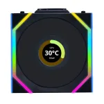 Lian Li UNI FAN SL Wireless LCD 120 12RSLLCD1W1B Reverse Blade kompiuterio korpuso ventiliatorius, 120 mm, ARGB, PWM, juodas