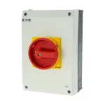 Eaton P3-63/I4/SVB 3 polių pagrindinis jungiklis su avarinio stabdymo funkcija, 63 A, montuojamas ant pavir&scaron;iaus, pilkas/raudonas