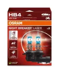 OSRAM Night Breaker Laser HB4 (2 vnt.) &ndash; 12V 51W P22d halogeniniai priekinių žibintų žibintai, iki 150% didesnis ry&scaron;kumas, 150 m spindulys, 20% baltesnė &scaron;viesa