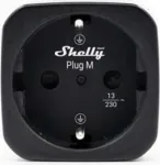 Shelly Plug M Gen3 i&scaron;manusis ki&scaron;tukas 4 vnt. komplektas, juodos spalvos, su energijos stebėjimu, Wi-Fi ir Bluetooth