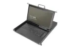 DIGITUS modulinė HD LCD KVM konsolė su 17 inch TFT ekranu, 16 prievadų CAT 5 KVM jungtimi, jutiklių kilimėliu, voki&scaron;ka klaviatūra