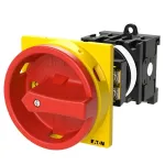 Eaton T0-2-1/V/SVB blokuojamas kum&scaron;telinis jungiklis 20 A, 1 polius, 90&deg; raudonas/geltonas