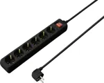 Sygonix SY-4891002 Schuko maitinimo juosta su jungikliu, juoda, 1 lizdas, 1,5 m kabelis