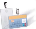 DURABLE ID kortelės laikiklis su segtuku 1 kortelei, permatomas, 25 vnt. (811319)