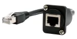 EXSYS D-Type RJ45 moteri&scaron;kas į vyri&scaron;ką adapterio kabelis, CAT.5e, 20 cm, juodas EX-49159