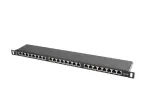 Patch panel LANBERG PPS5-0024-B 24 prievadų CAT5e, metalinis, 0,5U, 445&times;99&times;22,3 mm, juodas