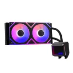 ADATA XPG Levante II 240 AIO skystasis procesoriaus au&scaron;intuvas, 240 mm, 2 x 120 mm ARGB ventiliatoriai, juodas