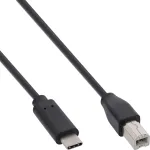 InLine USB 2.0 kabelis, USB-C ki&scaron;tukas / USB-B ki&scaron;tukas, juodas, 1 m