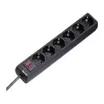 Hama 00030394 apsauginis nuo vir&scaron;įtampių lizdinis blokas, juodas, 6 ki&scaron;tukiniai lizdai, 230 V, 1,4 m