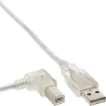 InLine USB 2.0 kabelis kairėn lenktas Type A ki&scaron;tukas / B ki&scaron;tukas permatomas 0,5 m