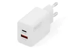 AC USB įkroviklis DIGITUS 20W, 1x USB-C, 1x USB-A, įėjimas 100&ndash;240V, baltas