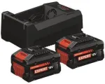 EXPERT Starter-Set 2x EXBA 18V-55 + Dvigubos įtampos įkroviklis GAL 12V/18V-80 (juoda, 2x ličio jonų baterija 5,5 Ah, AMPShare Alliance)