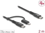USB laidas DeLOCK 81171 2m USB-C / USB-C+Lightning juodas
