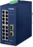 PLANET IGS-4215-16T2S-U Pramoninis valdomas L2/L4 16 prievadų Gigabit Ethernet (10/100/1000) jungiklis, mėlynas