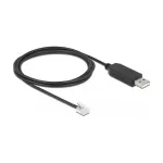 Adapterinis kabelis DeLOCK USB Type-A į RS-232 RJ12 su ESD apsauga 2 m juodas