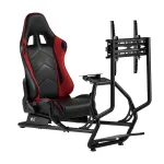 NanoRS RS160 Žaidimų kėdė lenktynių simuliatoriaus stovas 3 in 1 PC konsolėms žaidėjams dirbtinės odos apmu&scaron;alai vairo stovas TV laikiklis iki 50 colių maks. Vesa 400x400