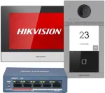 Vaizdo domofono sistema Hikvision DS-KIS604-S(C) 2 MP 17,8 cm (7 inch) juoda, pilka, sidabrinė