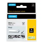 DYMO Rhino pramoninės vinilinės etiketės | 24 mm x 5,5 m | juodas spausdinimas ant baltos | lipnios | LabelManager ir Rhino etikečių spausdintuvams