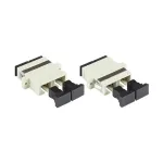 GoodConnections SC/UPC Duplex Fiber Optic Adapter, OM2 Multimode, Ceramic Sleeve, Plastic Housing, Flanged, Grey (LW-K207)