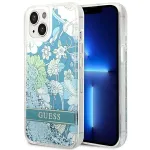 Guess GUHCP14SLFLSN Flower Liquid Glitter Hard Case, skirta Apple iPhone 13 / 14 / 15 6,1 inch, žalia