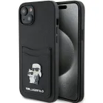 Karl Lagerfeld KLHCP15SSAPKCNPK iPhone 15 / 14 / 13 6.1 Black Hardcase Saffiano Cardslot Karl & Choupette Metal Pin