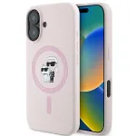 Karl Lagerfeld KLHMP16SSCMKCRHP Hardcase Silicone MagSafe Case, skirta Apple iPhone 16 6,1 colio, rožinė, Karl & Choupette